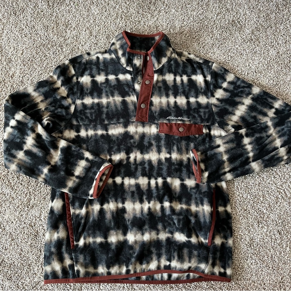 Eddie Bauer Women's Medium Fleece Snap-up Sweater Super Soft Outdoors Pull Over